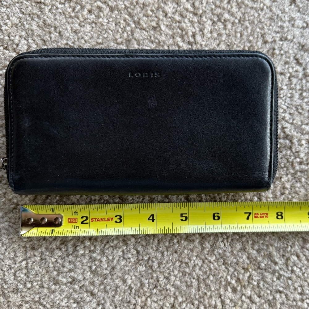 EUC Lodis Black Zip Around Wallet